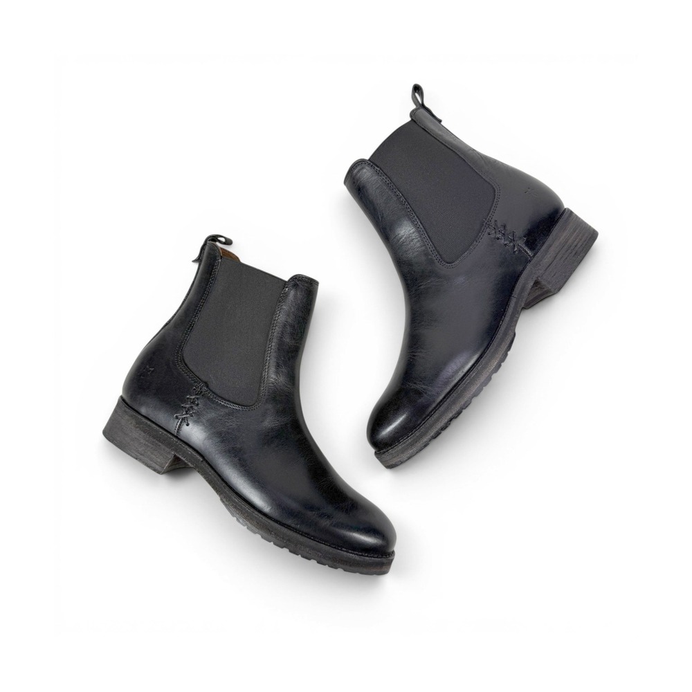 Frye Melissa Double Sole Chelsea Boots Womens‎ 7.5 M Black Leather Pull On